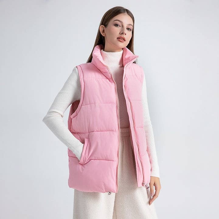 pink puffer vest
