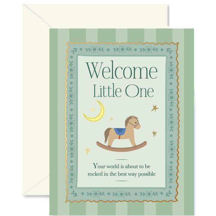 Ginger P Designs Rocking Horse Baby Greeting Card - Little Miss Muffin Children & Home