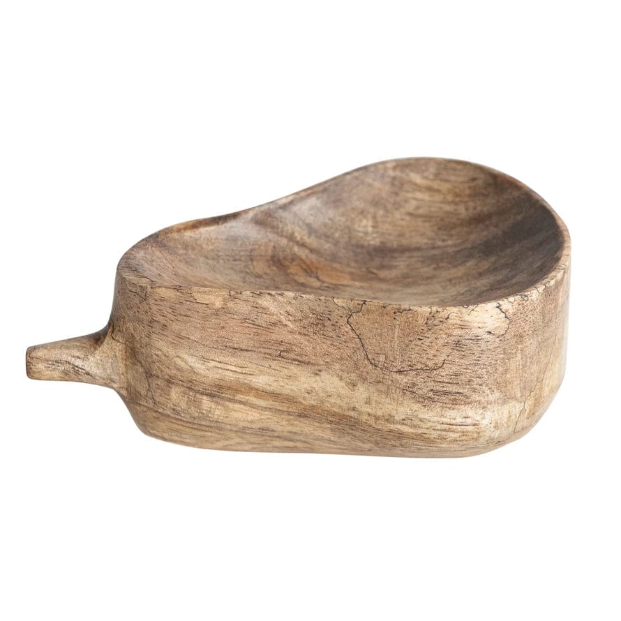 Creative Co-Op Creative Co-op Carved Mango Wood Pear Shaped Bowl, Stained Finish - Little Miss Muffin Children & Home