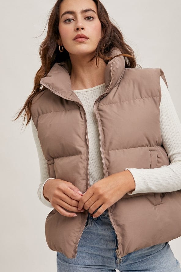 Bluivy Bluivy Zipper Front Puffer Vest, Mushroom - Little Miss Muffin Children & Home
