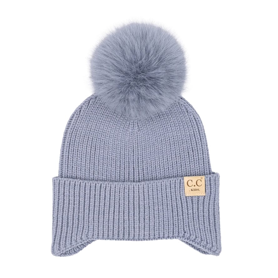 C.C Beanie C.C Beanie Kids Ear Flap Pom Beanie in Ice Blue - Little Miss Muffin Children & Home