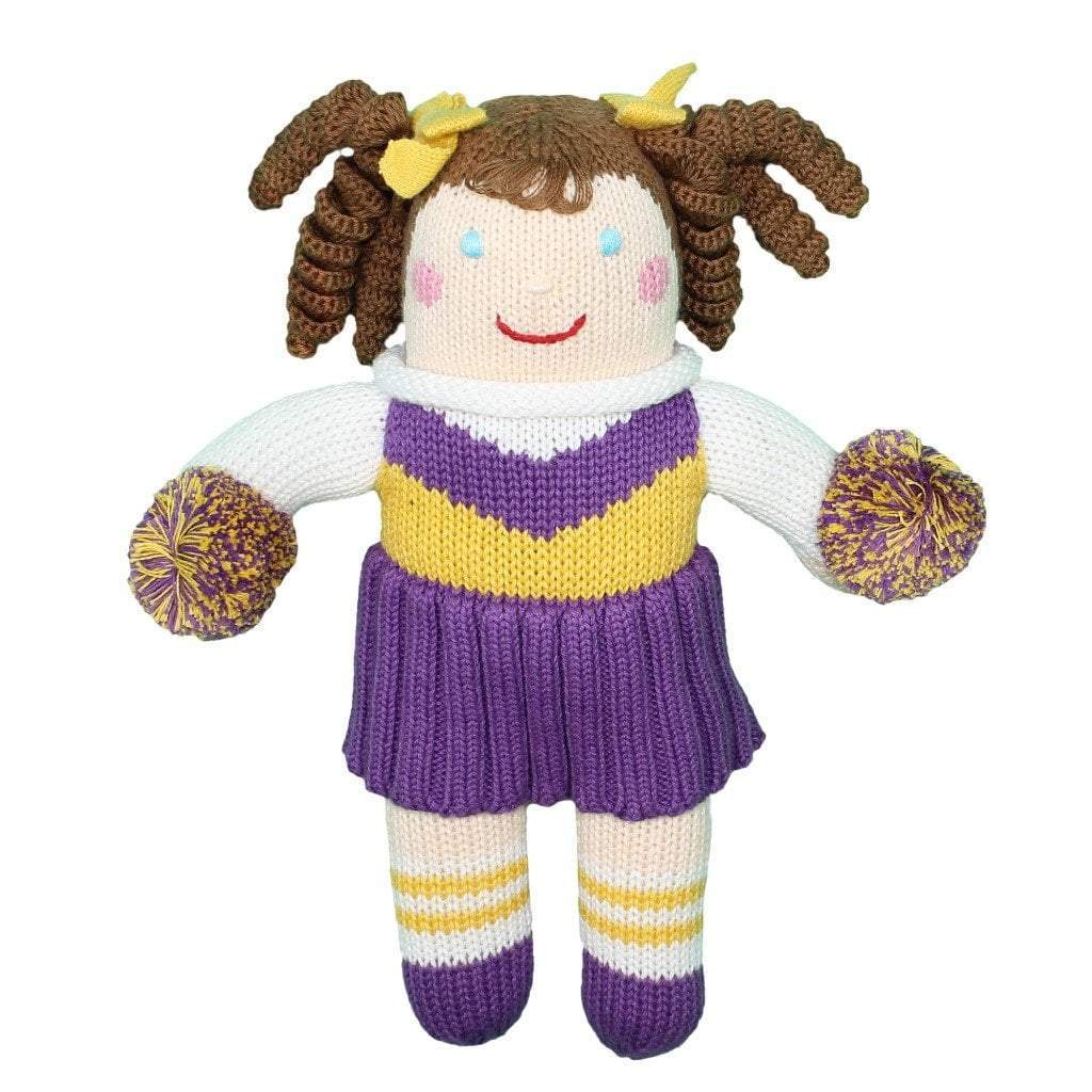 purple and gold cheerleader rattle