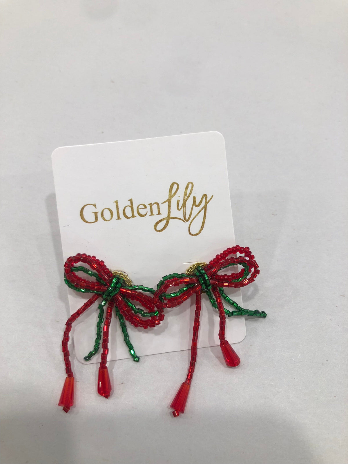 Golden Lily Christmas Mini Bow Earrings - Little Miss Muffin Children & Home