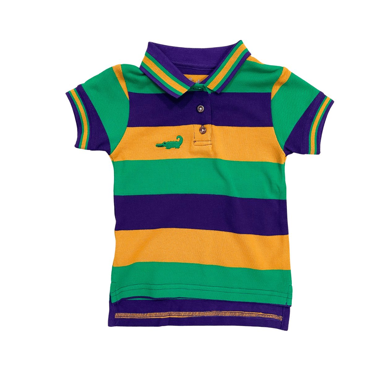 Lulu Bebe Mardi Gras Stripe Short Sleeve Polo - Little Miss Muffin Children & Home