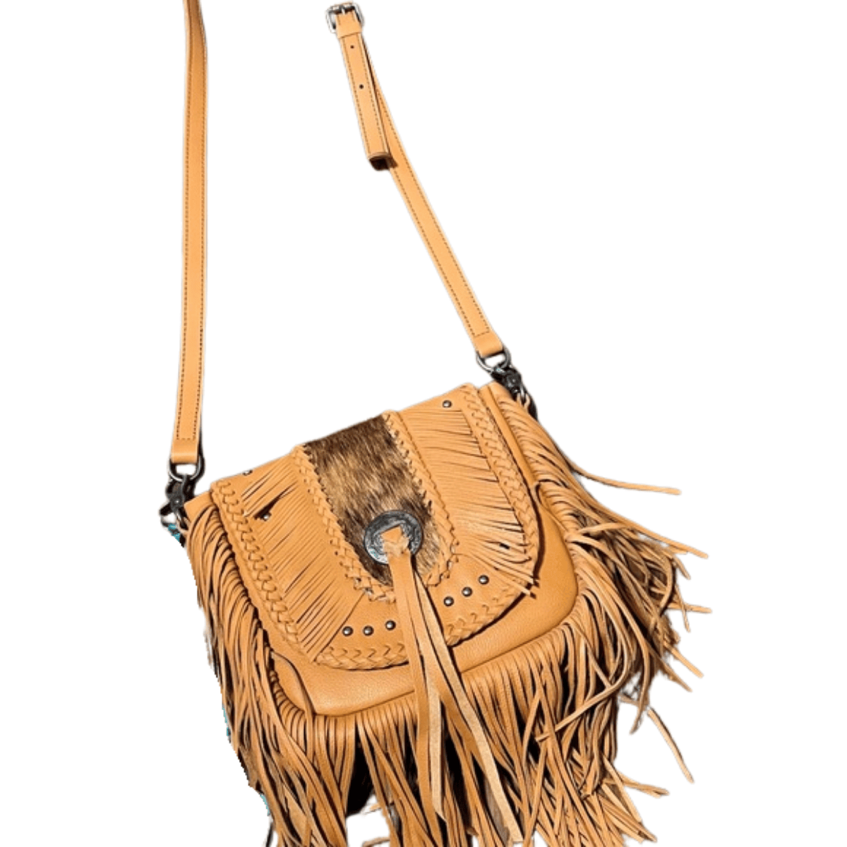 Genuine Leather Cowhide Bohemian Fringe Crossbody Bag