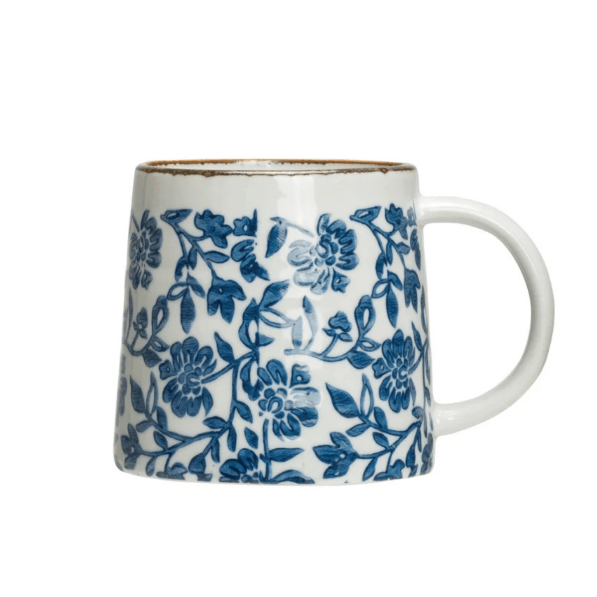 Creative Co-op Blue & White Designs Hand-Stamped Stoneware Mug, 3 Available Styles - Little Miss Muffin Children & Home