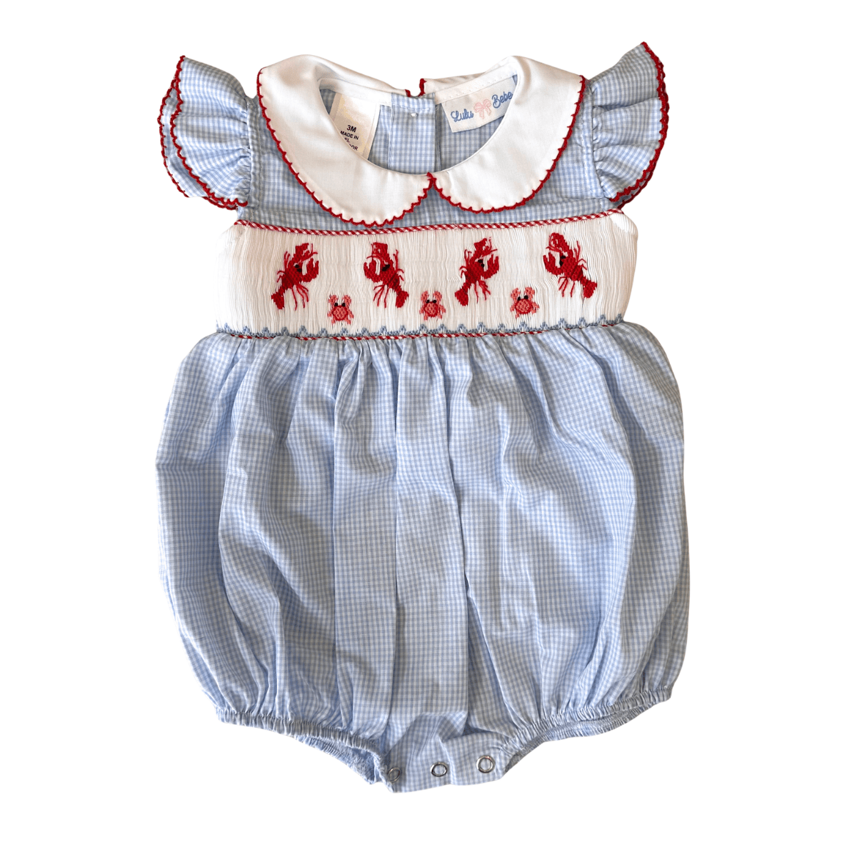 Lulu Bebe Crawfish Smocked Angel Sleeve Rosie Bubble - Little Miss Muffin Children & Home