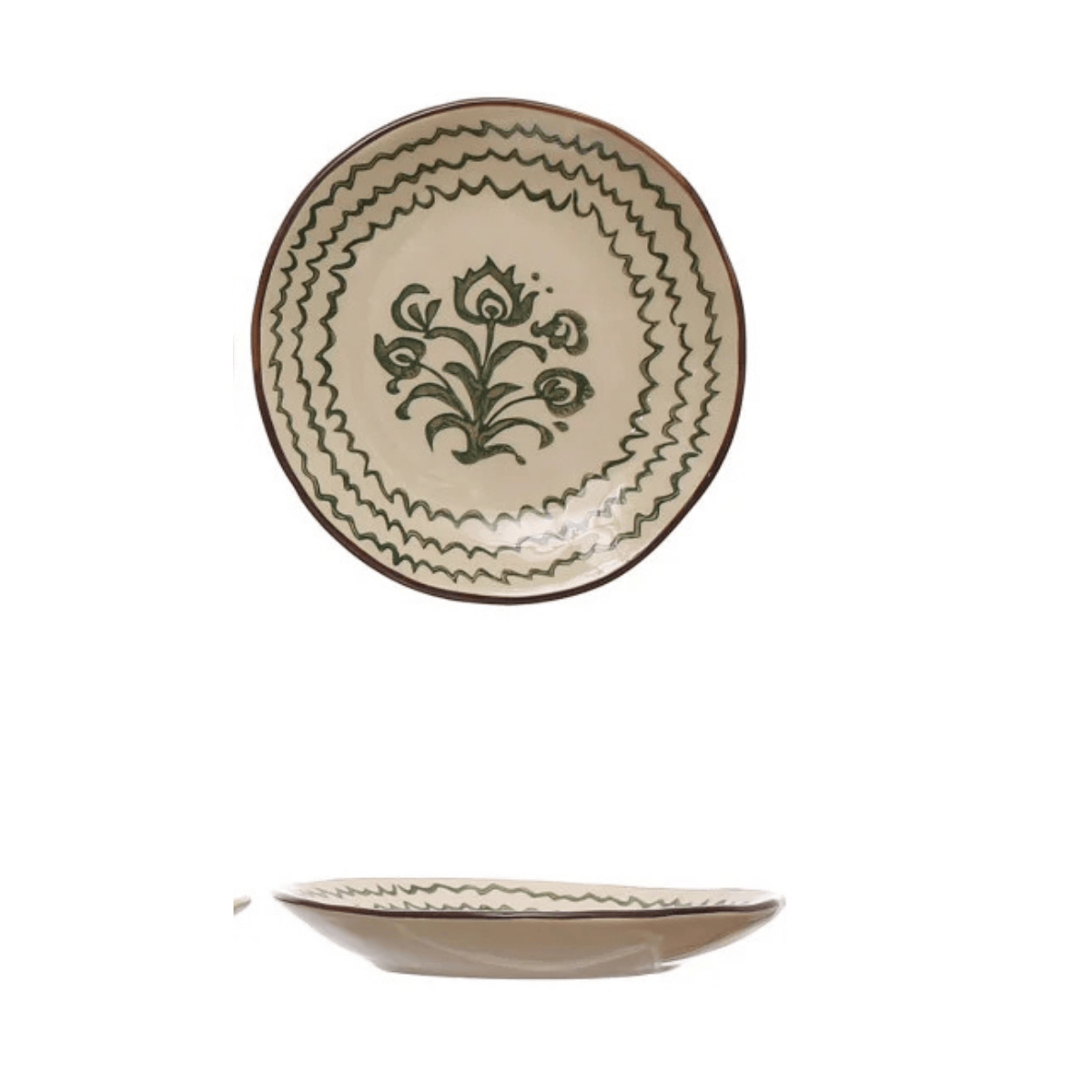 Creative Co-op Floral Design 6" Round Stoneware Plate, 4 Available Styles - Little Miss Muffin Children & Home