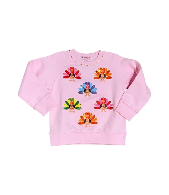 cotton candy sparkle turkey sweatshirt