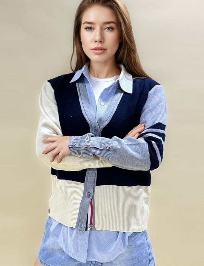 Sweetkama Sweetkama Splice V-Neck Cardigan - Little Miss Muffin Children & Home