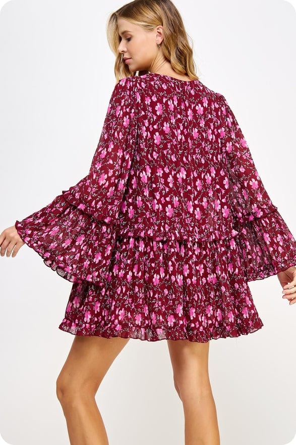 Strut & Bolt Strut & Bolt Ruffle Tiered Floral V-Neck Mini Dress - Little Miss Muffin Children & Home