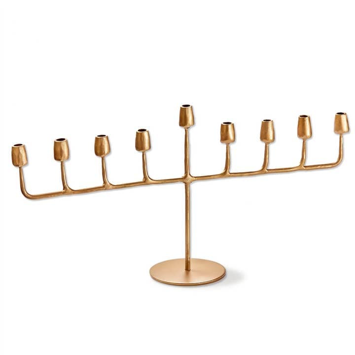 tag Antique Brass Gold Curved Menorah Candle Holder for Taper Candles - Little Miss Muffin Children & Home