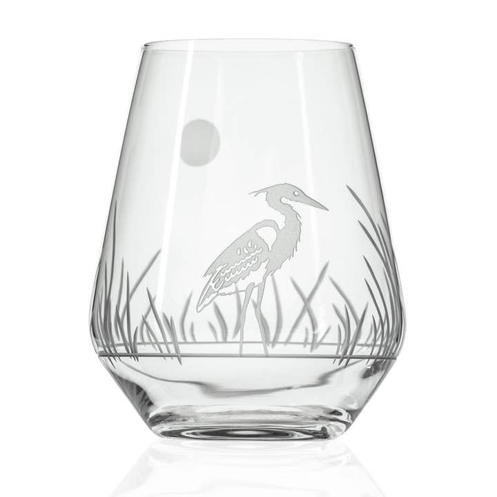Rolf Glass Heron 18oz Stemless Wine Tumbler Glass - Little Miss Muffin Children & Home