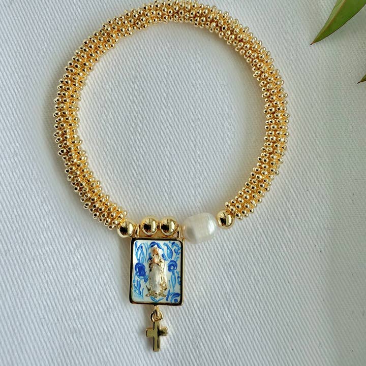 Mary in Blue China Bracelet