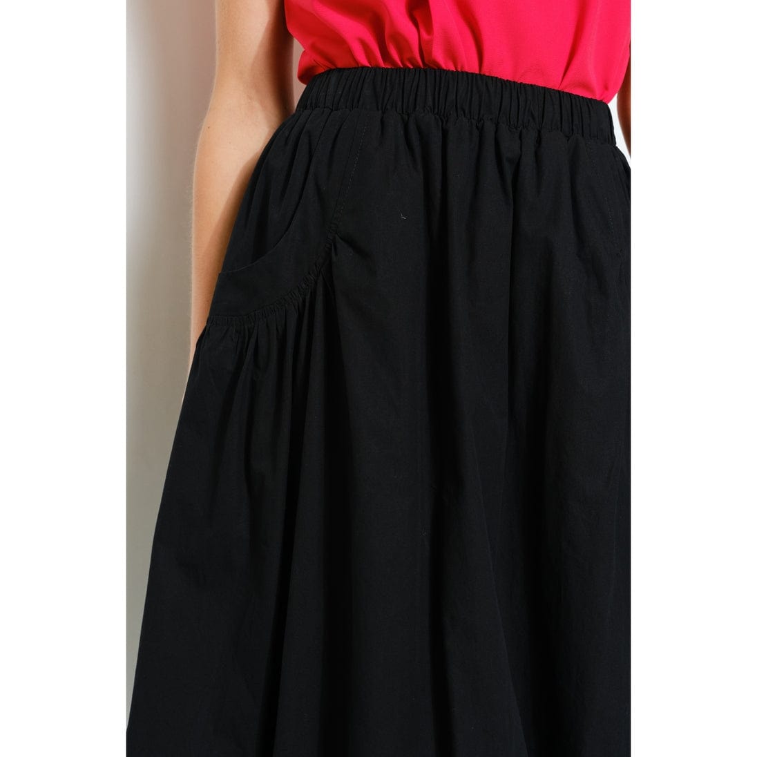 INA Balloon Hem Cotton Midi Skirt in Black - Little Miss Muffin Children & Home