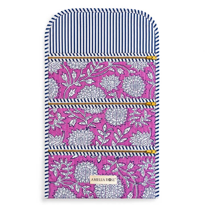 Amelia Rose Jewelry Cotton Quilted Jewelry Roll in Plum - Little Miss Muffin Children & Home
