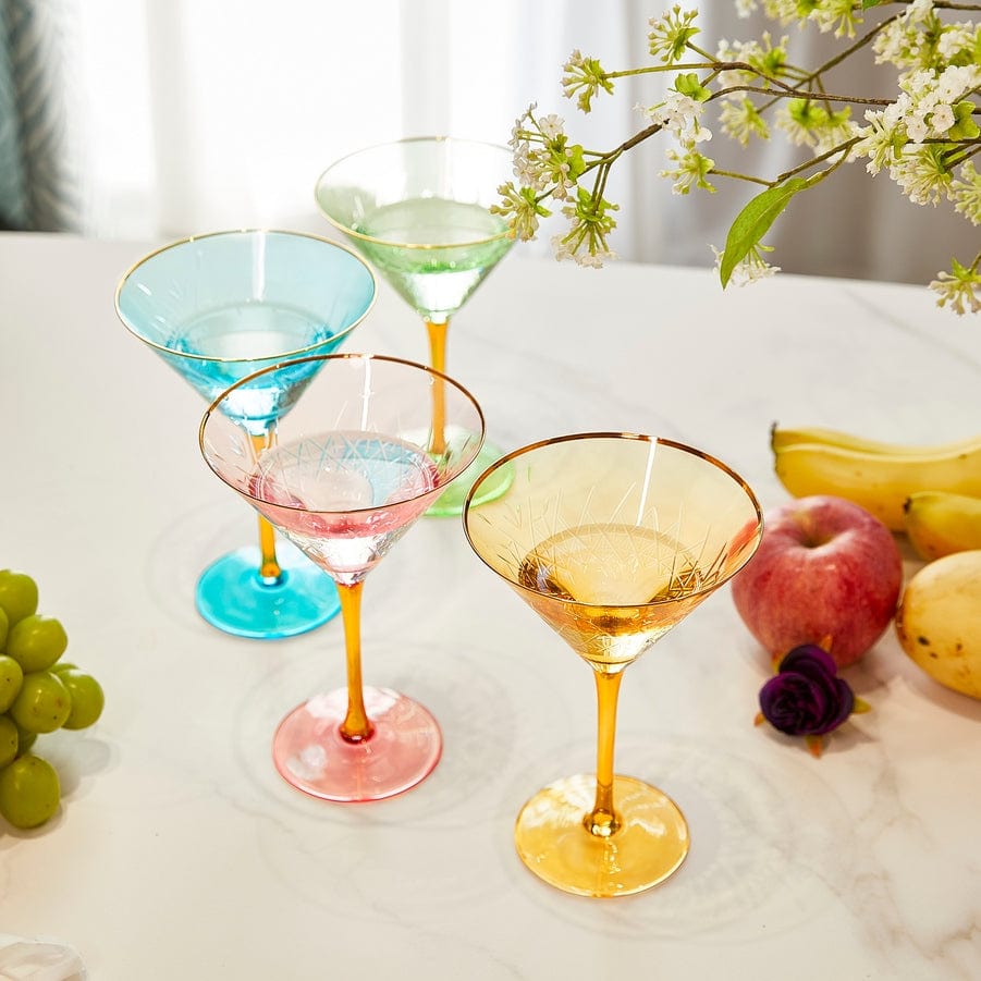 Crystal martini glass with gold rim by The Wine Savant