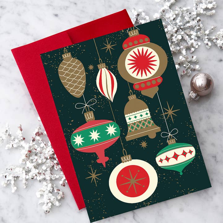 Design with Heart Vintage Christmas Ornaments - Christmas Greeting Card - Little Miss Muffin Children & Home