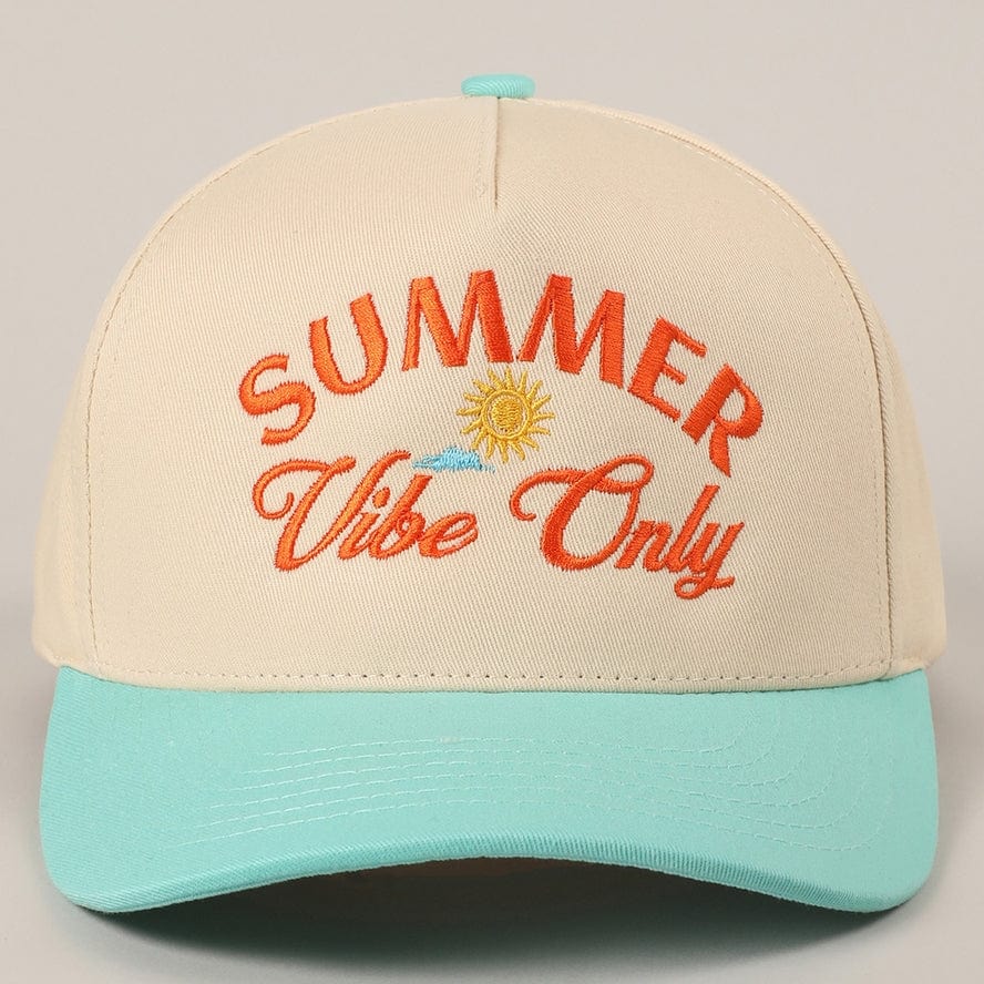 Fashion City Summer Vibe Only Embroidered Two-Tone Trucker Hat, Mint - Little Miss Muffin Children & Home
