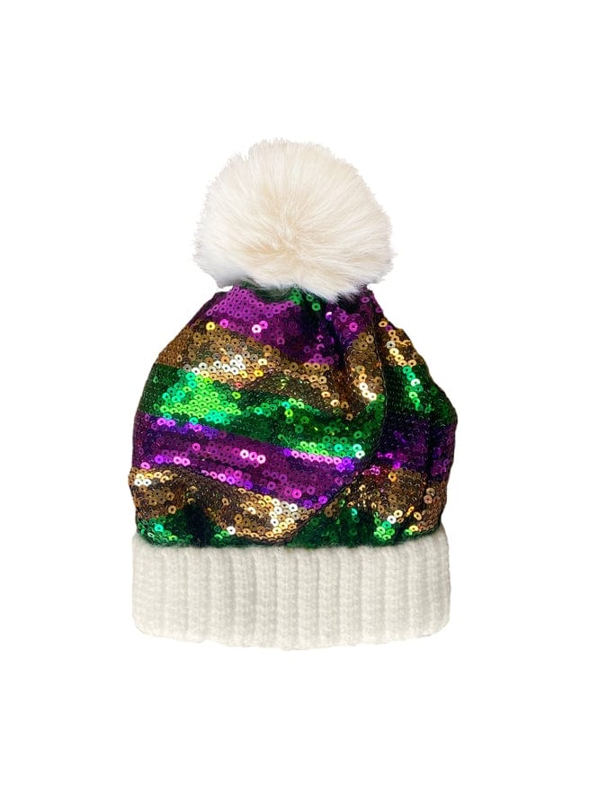 Mardi Gras Creations Mardi Gras Creations Sequin Beanie with Pom Pom - Little Miss Muffin Children & Home
