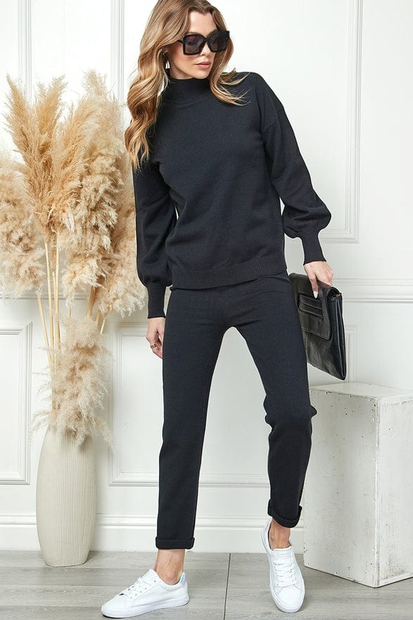 Cezele Cezele Knit Jogger Set in Black - Little Miss Muffin Children & Home