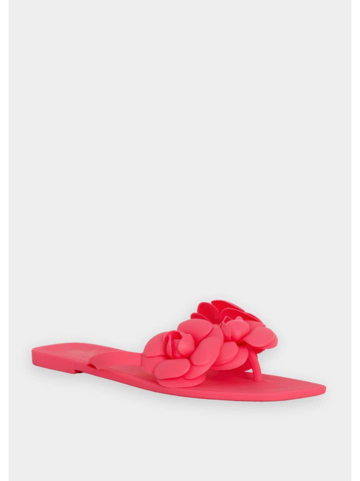 Dahlia Jelly Flower Thong Flat Sandal