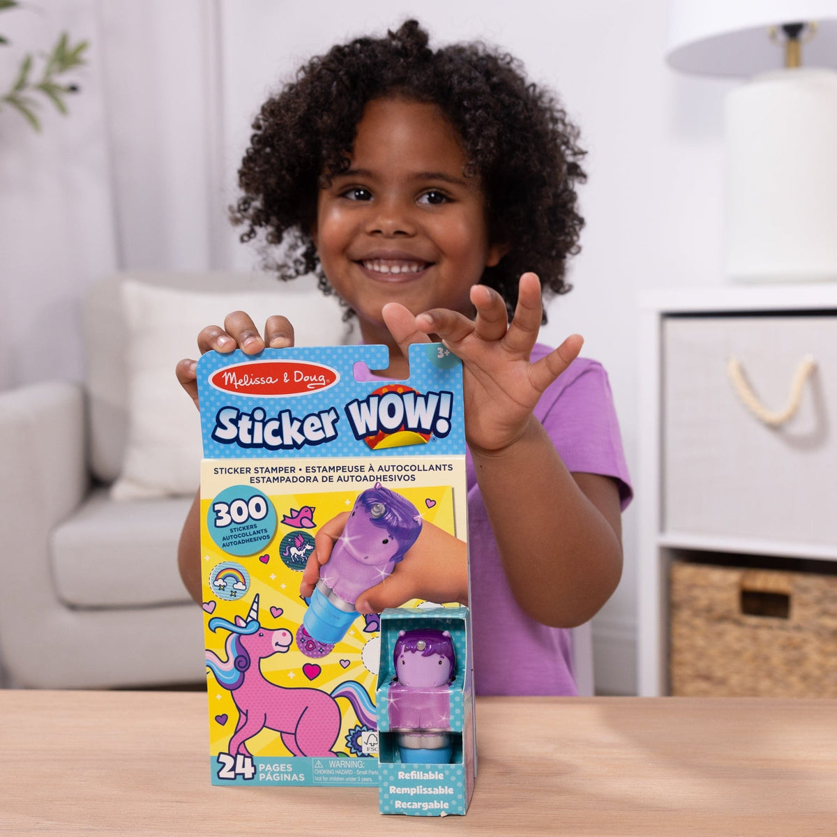 Melissa & Doug Melissa & Doug Sticker WOW! Activity Pad & Sticker Stamper - Purple Unicorn - Little Miss Muffin Children & Home