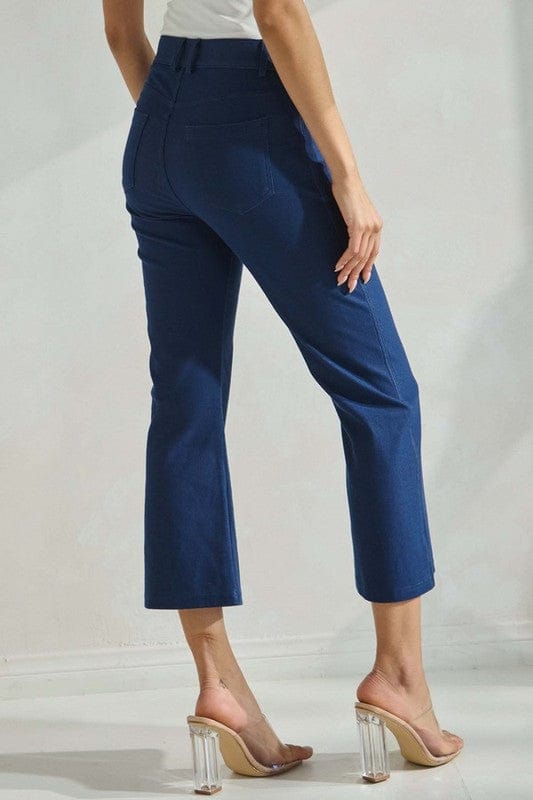 Yelete Straight Leg Cropped Pants in Denim Blue - Little Miss Muffin Children & Home