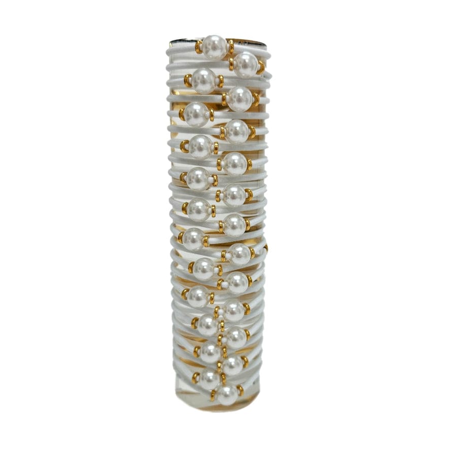 By Lilla By Lilla Elastic Bracelet/Hairtie in White Halo with Gold Embellishments - Little Miss Muffin Children & Home