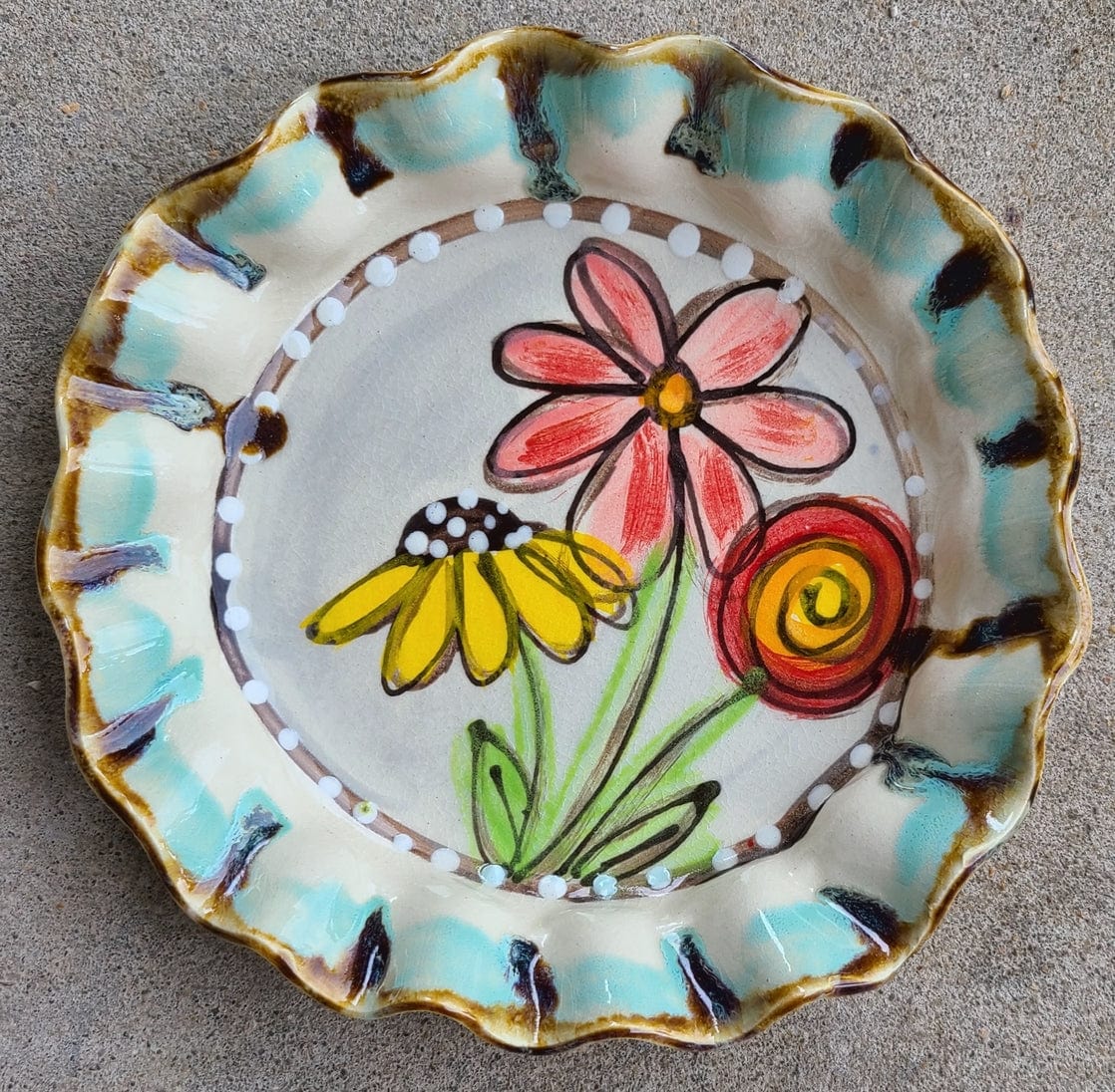 Heartfelt Traditions Drip Flowers Bread Plate - Little Miss Muffin Children & Home