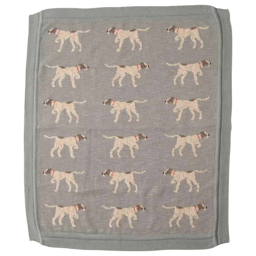 Creative Co-op Cotton Knit Baby Blanket with Pointer Dog - Little Miss Muffin Children & Home