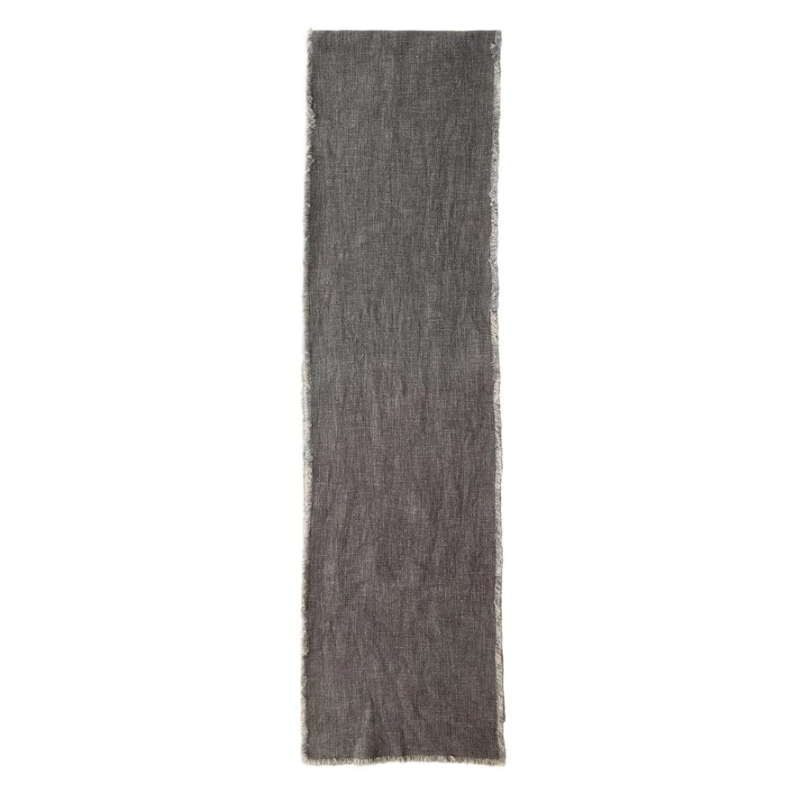 Creative Co-op Creative Co-op Linen Blend Table Runner with Frayed Edges, Grey - Little Miss Muffin Children & Home