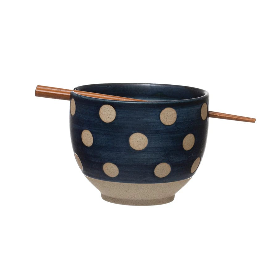 Creative Co-Op Creative Co-op Stoneware Bowl with Chopsticks Set - Little Miss Muffin Children & Home