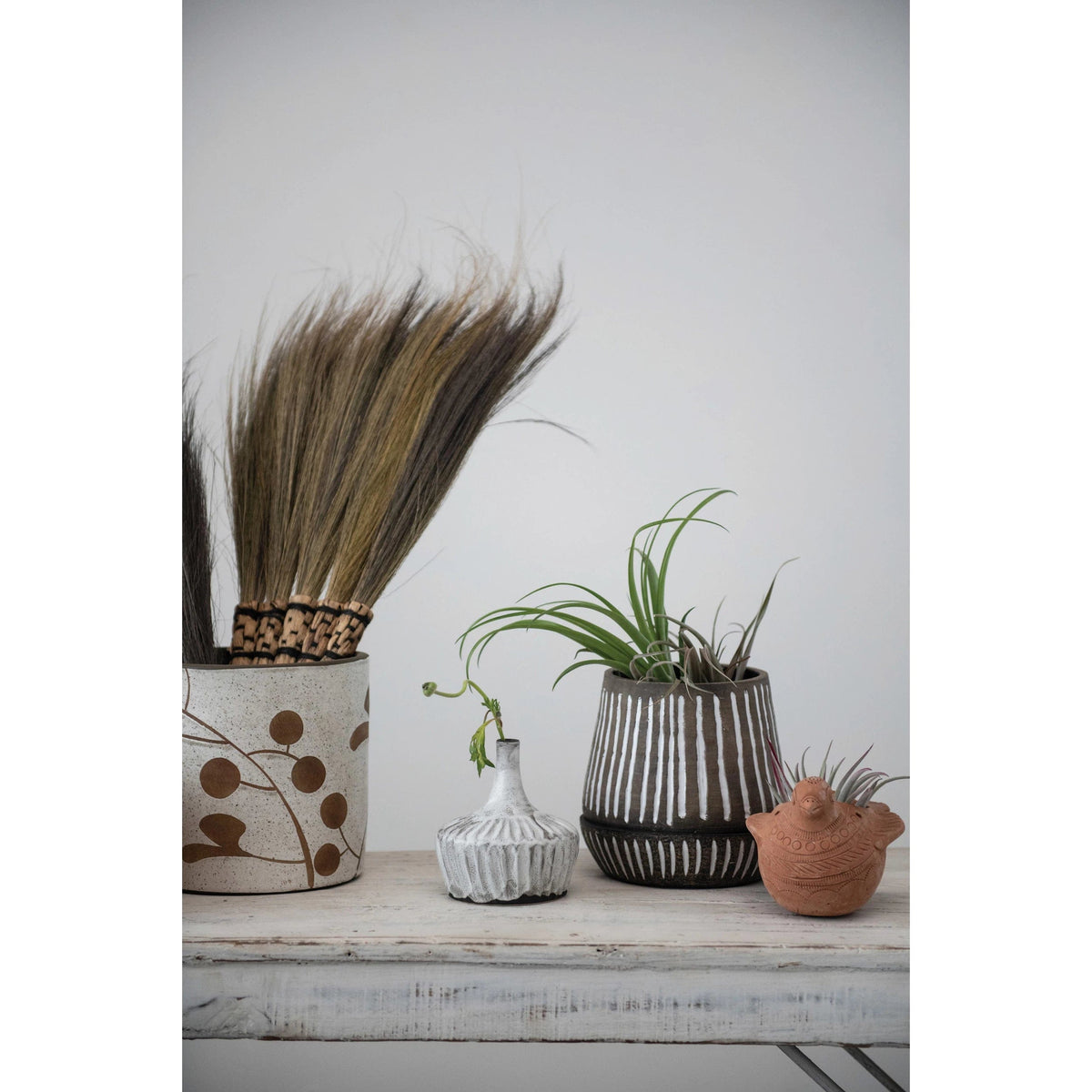 Creative Co-op Handmade Engraved Terracotta Bird Planter