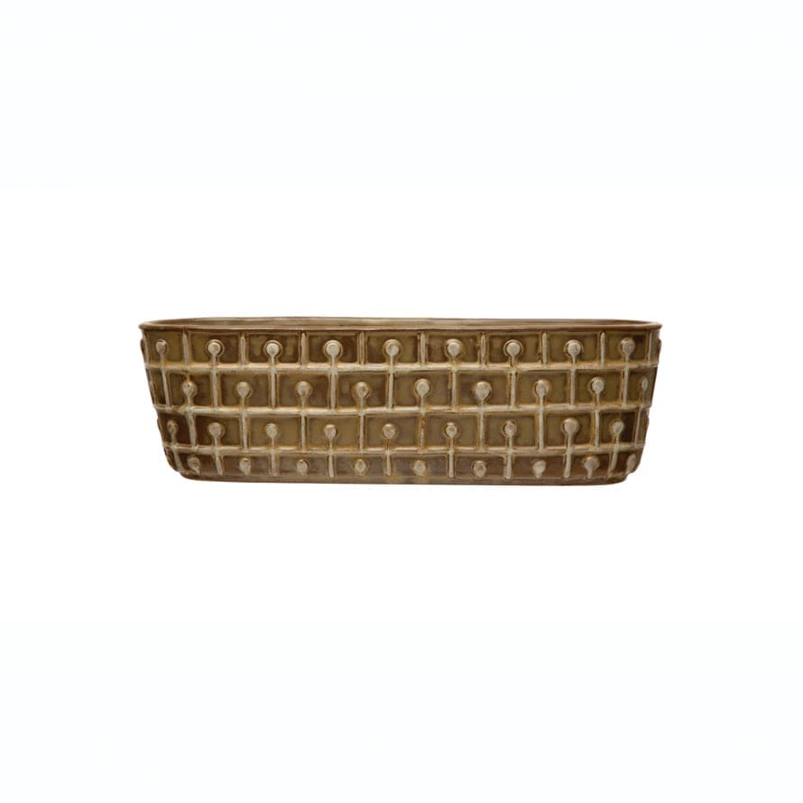 Creative Co-op Embossed Stoneware Window Planter