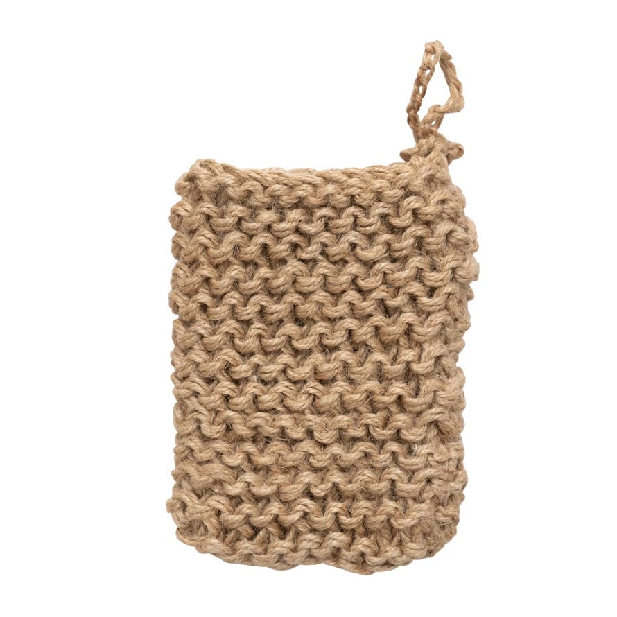 Creative Co-op Jute Crocheted Body Scrubber Soap Holder