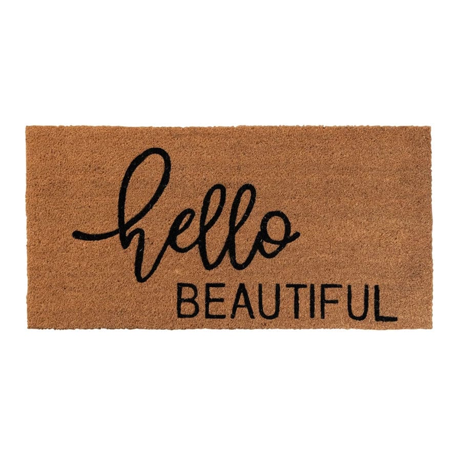 Creative Co-Op Creative Co-op "Hello Beautiful" Natural Coir Doormat - Little Miss Muffin Children & Home