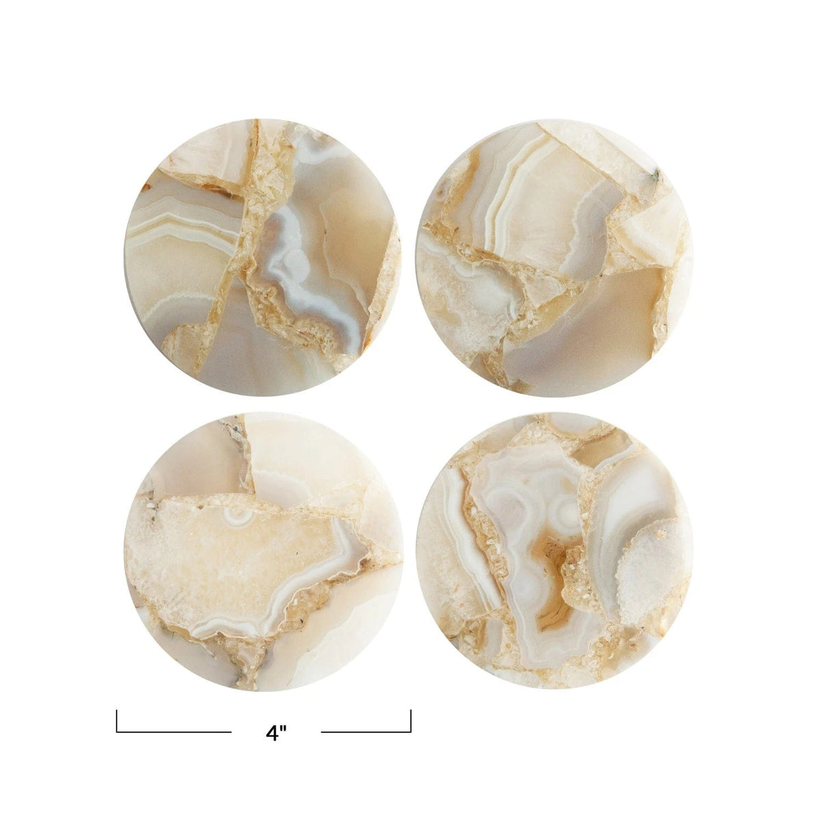 Creative Co-op Creative Co-op 4" Round Agate Coasters S/4, Multi Color (Each One Will Vary) - Little Miss Muffin Children & Home