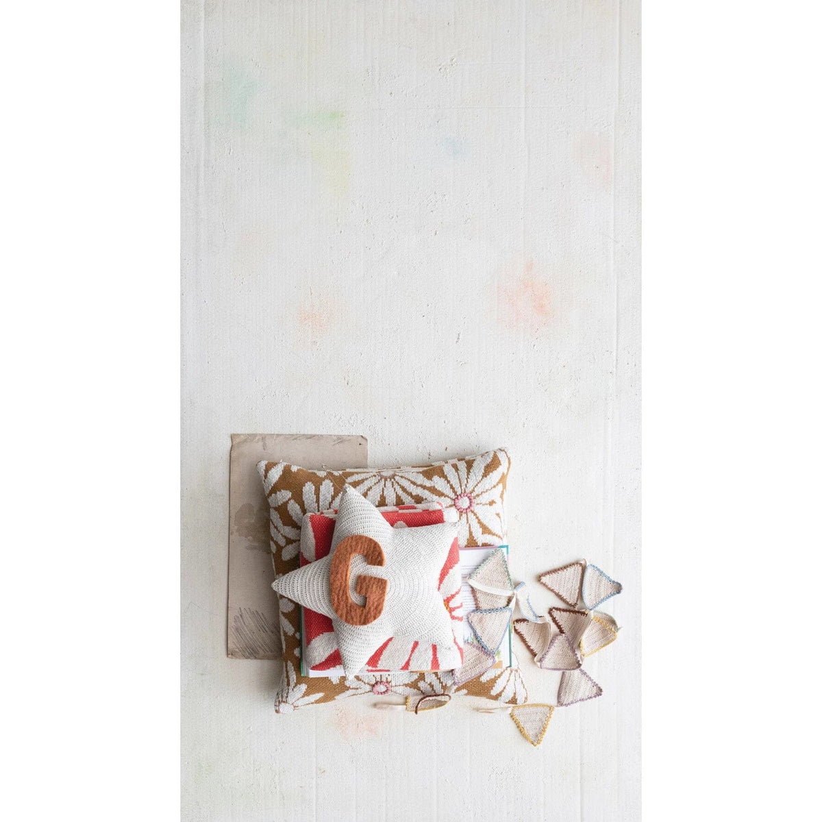 Creative Co-op Creative Co-op 14" Recycled Cotton Crocheted Star Shaped Pillow, Cream - Little Miss Muffin Children & Home