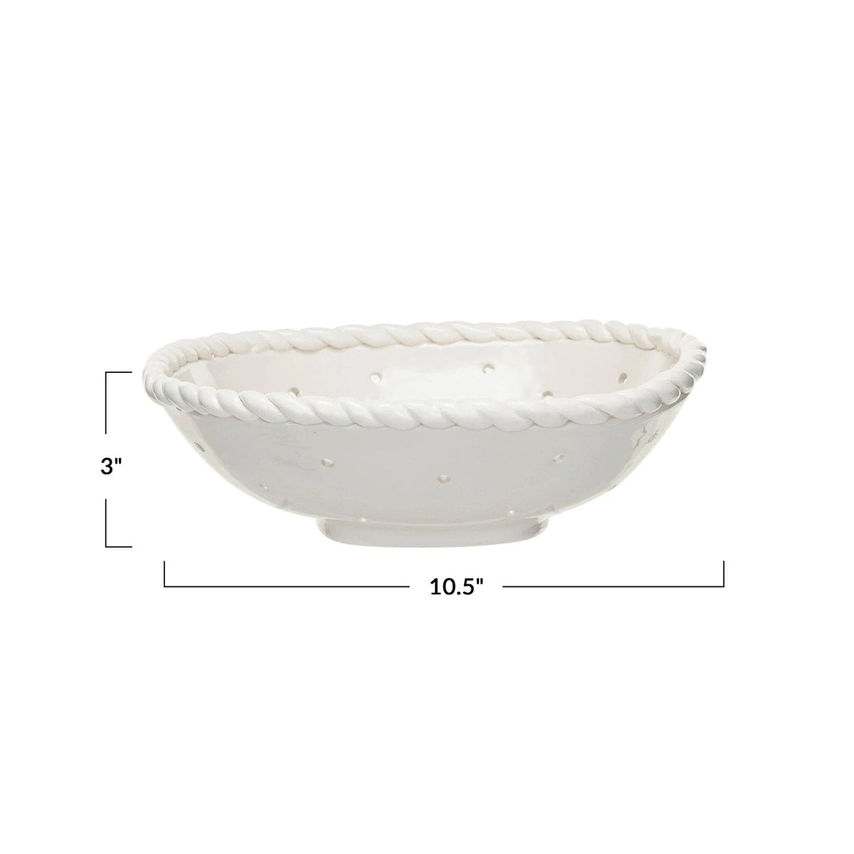 Creative Co-op Creative Co-op Stoneware Colander with Hand Twisted Edge, White - Little Miss Muffin Children & Home