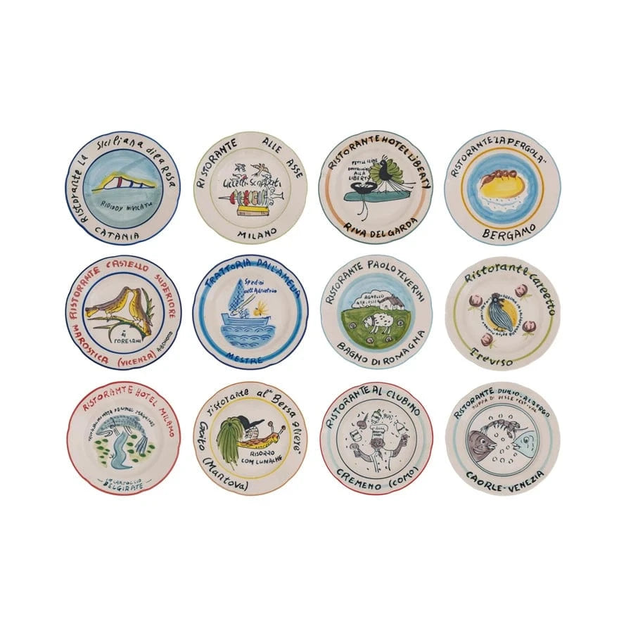 Creative Co-op Vintage Reproduction Hand-Painted Hotel Restaurant Plate, 12 Styles - Little Miss Muffin Children & Home