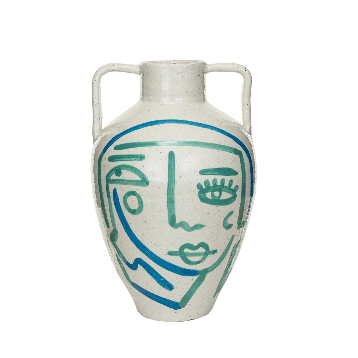 Creative Co-op Hand-Painted Terracotta Urn with Abstract Face (Each One Will Vary) - Little Miss Muffin Children & Home
