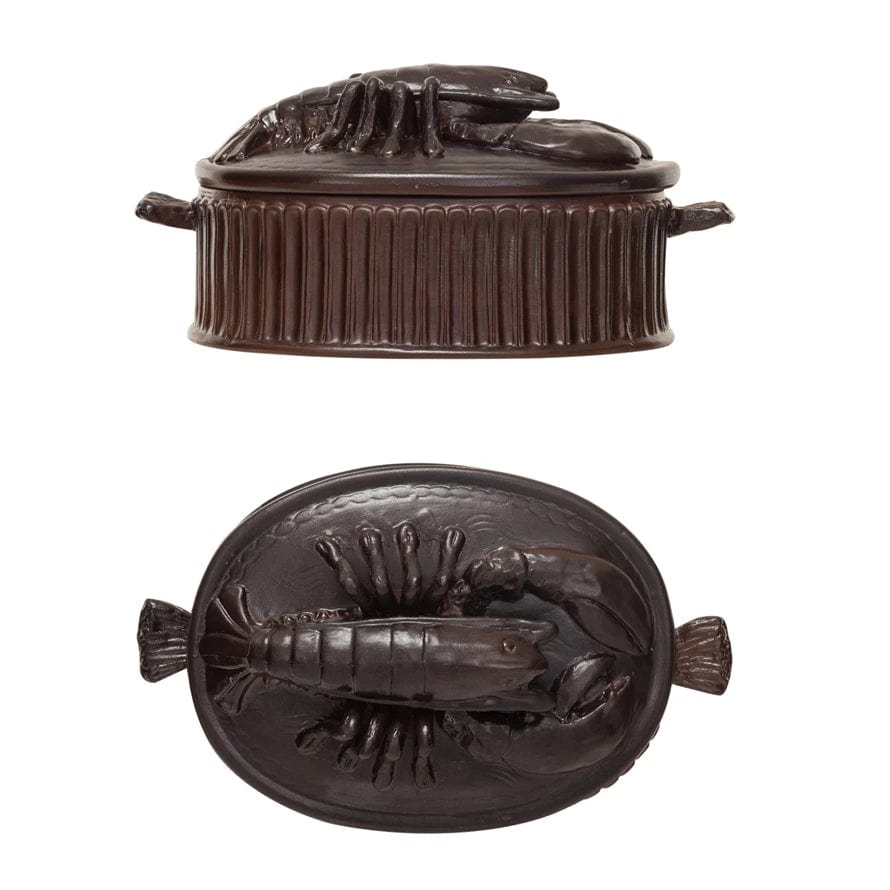 Creative Co-op Creative Co-op Brown Matte 2 Quart Stoneware Baker with Lobster Handle (Each One Will Vary) - Little Miss Muffin Children & Home