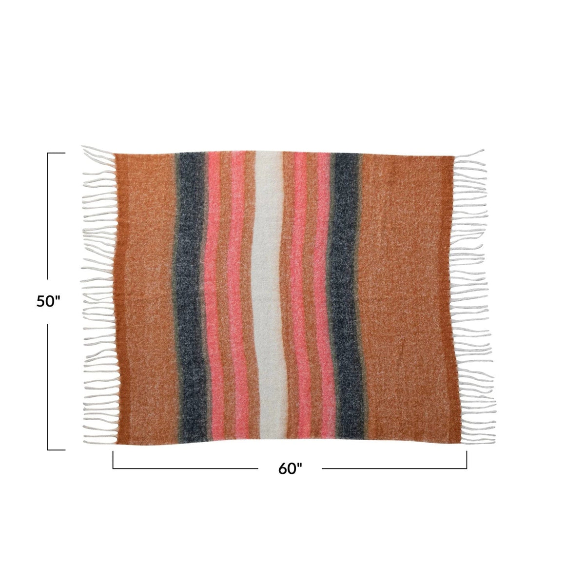 Creative Co-op Creative Co-op 60"Lx50"W Brushed Acrylic & New Zealand Wool Throw with Stripes & Fringe, Multicolor - Little Miss Muffin Children & Home
