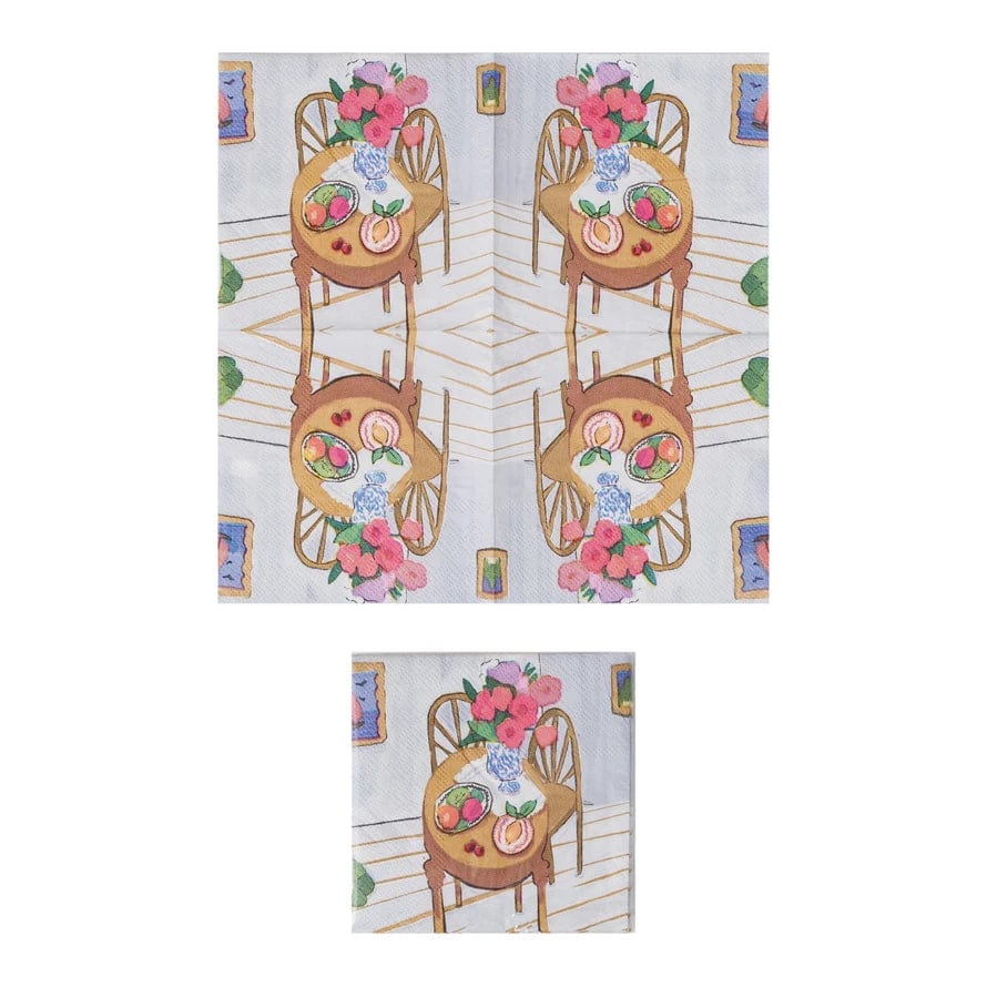 Creative Co-Op Creative Co-op Paper Cocktail Napkins with Dining Table Design - Little Miss Muffin Children & Home