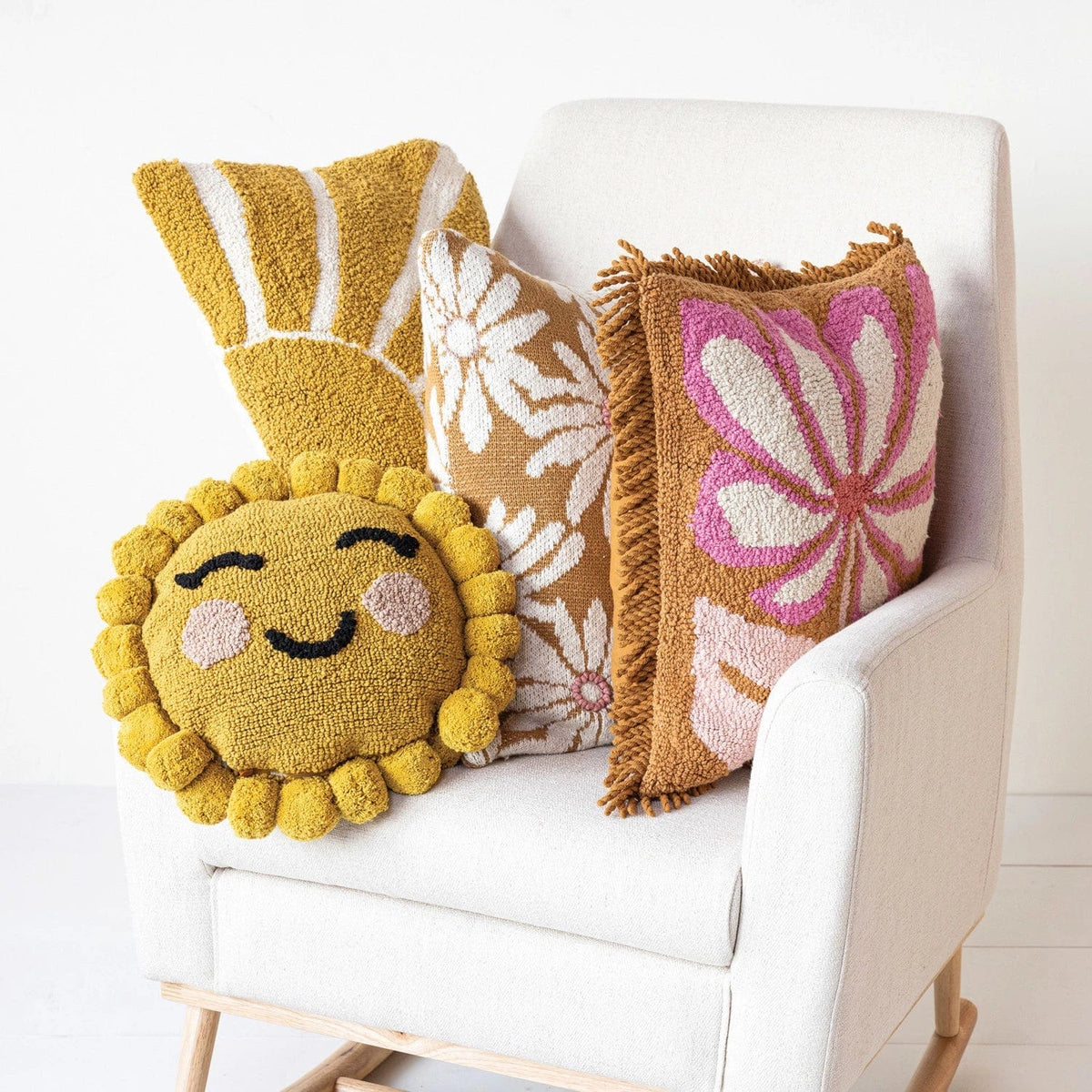 Creative Co-op Creative Co-op 12" Round Cotton Tufted Sun Shaped Pillow - Little Miss Muffin Children & Home