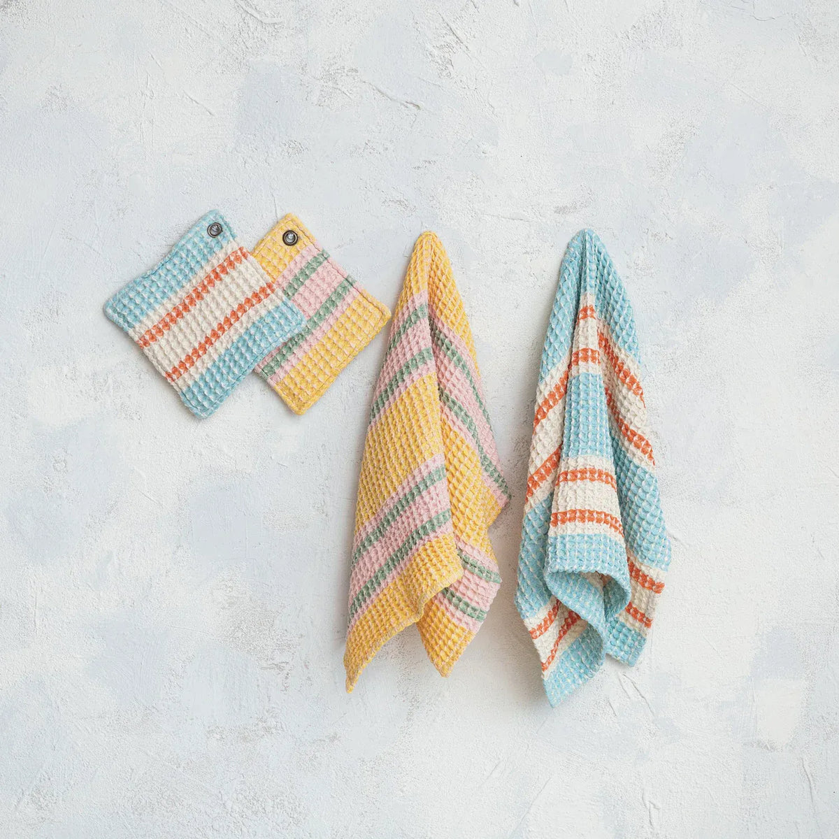 Creative Co-op Woven Cotton Waffle Weave Tea Towel with Stripes, 2 Available Styles - Little Miss Muffin Children & Home