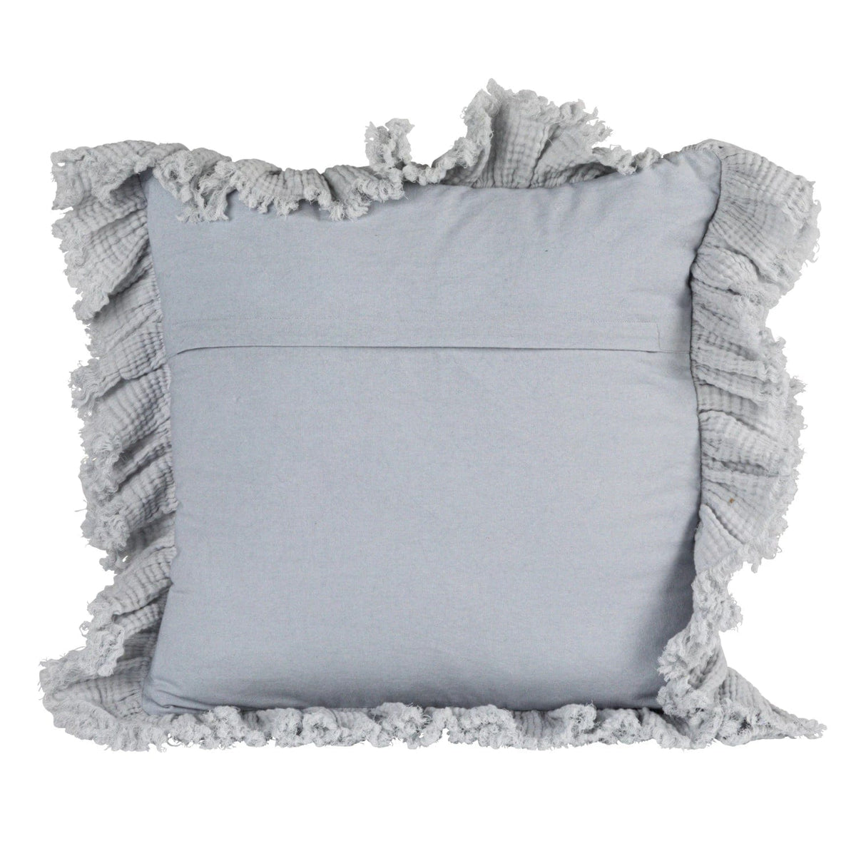 Creative Co-op Creative Co-op 20" Square Light Blue Cotton Double Cloth Pillow with Ruffled Edge - Little Miss Muffin Children & Home