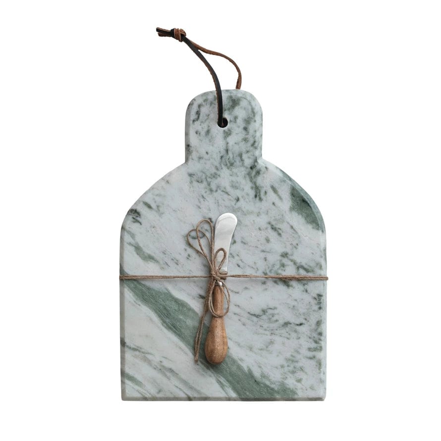 Creative Co-op Creative Co-op Marble Cheese/Cutting Board with Natural Mango Wood Handle Canape Knife (Each One Will Vary) - Little Miss Muffin Children & Home