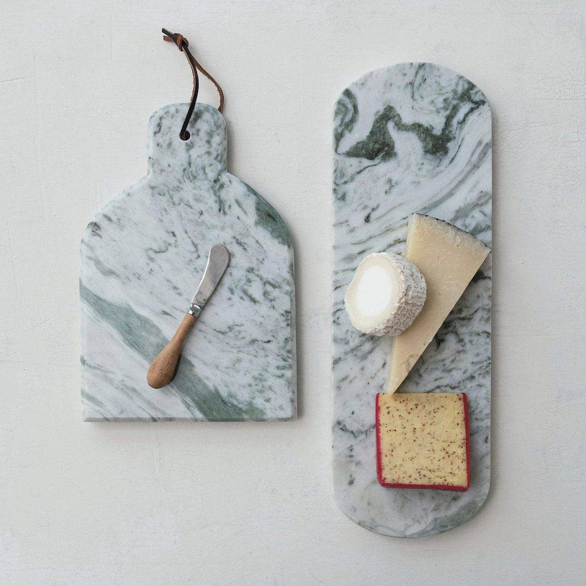 Creative Co-op Creative Co-op Marble Cheese/Cutting Board with Natural Mango Wood Handle Canape Knife (Each One Will Vary) - Little Miss Muffin Children & Home